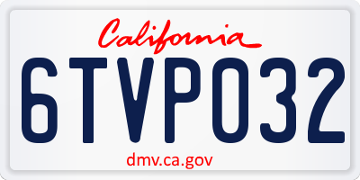 CA license plate 6TVP032