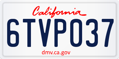 CA license plate 6TVP037