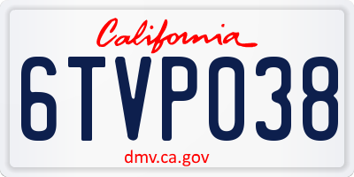 CA license plate 6TVP038