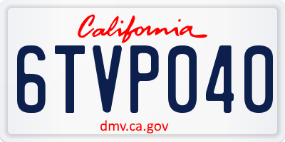 CA license plate 6TVP040