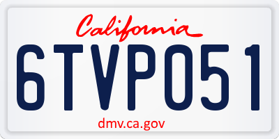 CA license plate 6TVP051