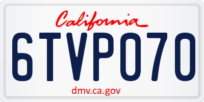 CA license plate 6TVP070