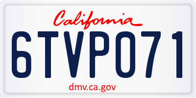 CA license plate 6TVP071