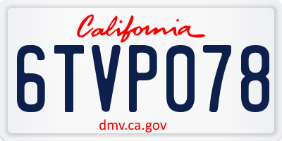 CA license plate 6TVP078