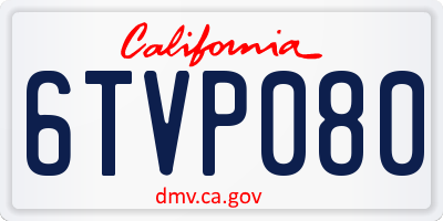 CA license plate 6TVP080