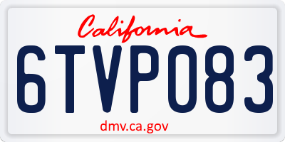 CA license plate 6TVP083