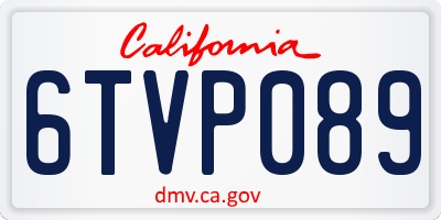 CA license plate 6TVP089
