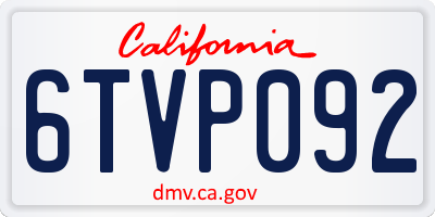 CA license plate 6TVP092