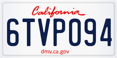 CA license plate 6TVP094