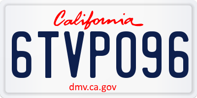 CA license plate 6TVP096