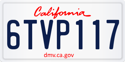 CA license plate 6TVP117