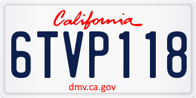 CA license plate 6TVP118