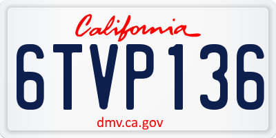 CA license plate 6TVP136