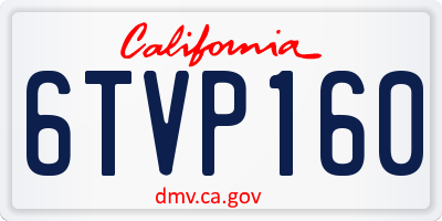 CA license plate 6TVP160