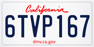CA license plate 6TVP167