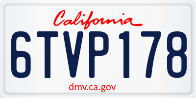 CA license plate 6TVP178