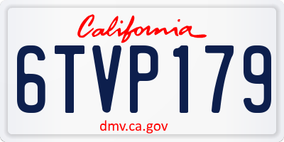 CA license plate 6TVP179