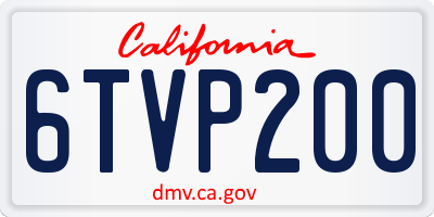 CA license plate 6TVP200