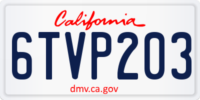 CA license plate 6TVP203