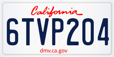 CA license plate 6TVP204