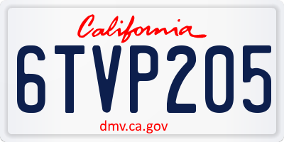 CA license plate 6TVP205