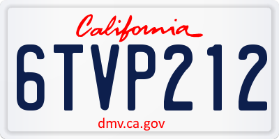 CA license plate 6TVP212