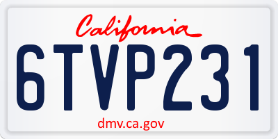 CA license plate 6TVP231
