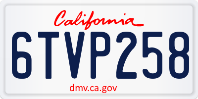 CA license plate 6TVP258