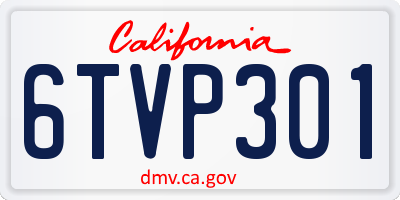CA license plate 6TVP301