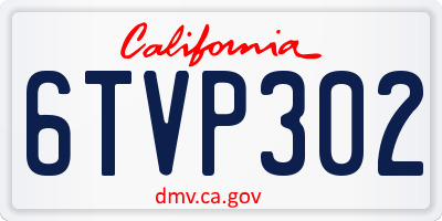 CA license plate 6TVP302