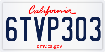 CA license plate 6TVP303