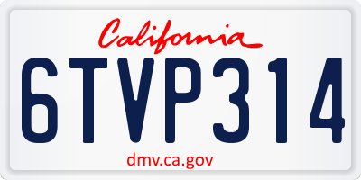 CA license plate 6TVP314