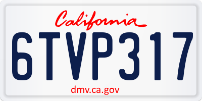 CA license plate 6TVP317