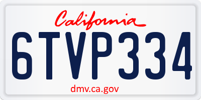 CA license plate 6TVP334