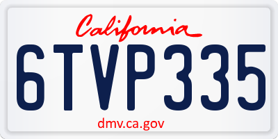 CA license plate 6TVP335