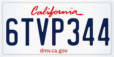 CA license plate 6TVP344