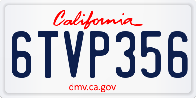 CA license plate 6TVP356