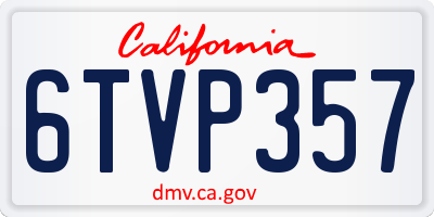 CA license plate 6TVP357
