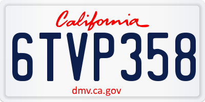 CA license plate 6TVP358