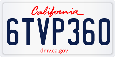 CA license plate 6TVP360