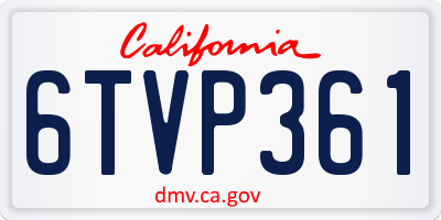 CA license plate 6TVP361