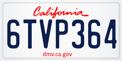 CA license plate 6TVP364
