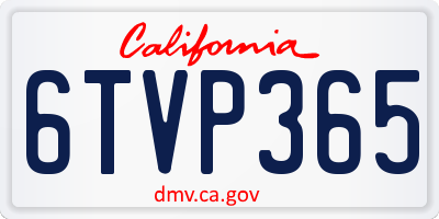 CA license plate 6TVP365