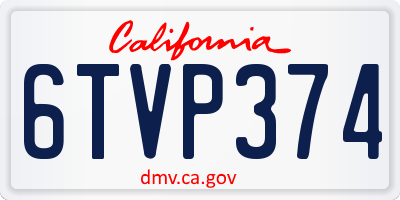 CA license plate 6TVP374