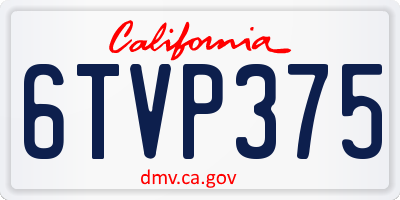CA license plate 6TVP375
