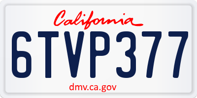 CA license plate 6TVP377
