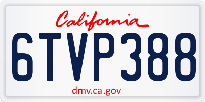 CA license plate 6TVP388