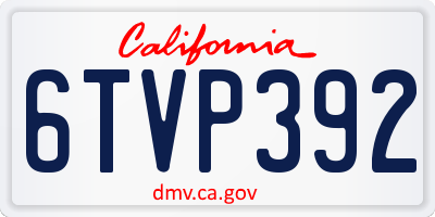 CA license plate 6TVP392