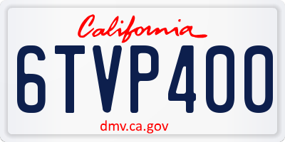 CA license plate 6TVP400