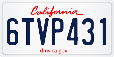 CA license plate 6TVP431